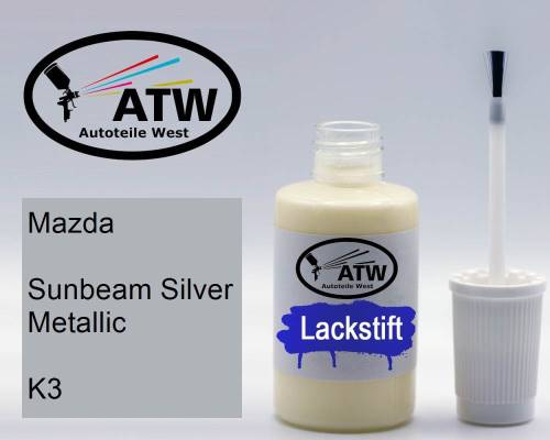 Mazda, Sunbeam Silver Metallic, K3: 20ml Lackstift, von ATW Autoteile West.